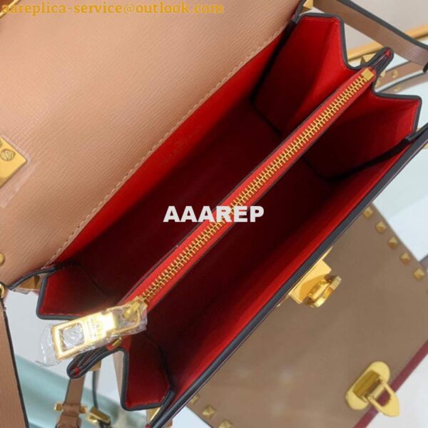 Replica Valentino 71000 Small Rockstud Alcove Handbag In Grainy Calfskin XW2B0J71 Apricot 9