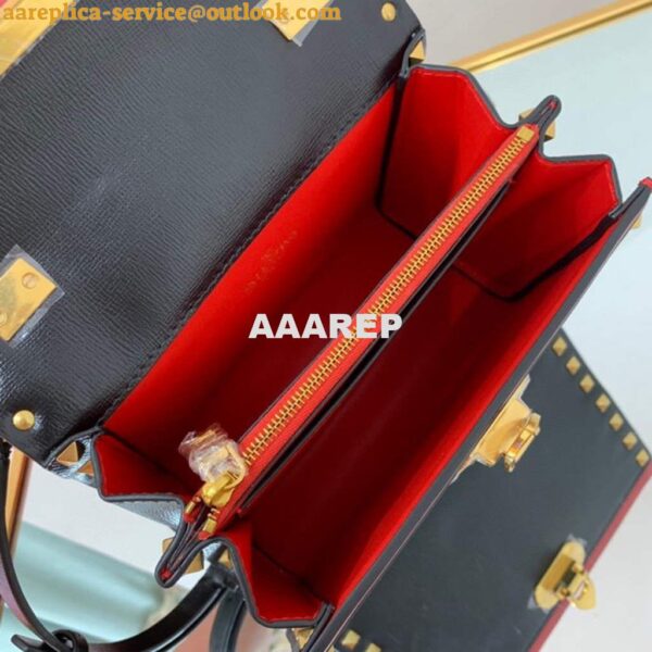 Replica Valentino 71000 Small Rockstud Alcove Handbag In Grainy Calfskin XW2B0J71 Black 8