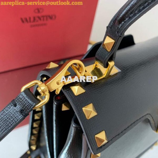 Replica Valentino 71000 Small Rockstud Alcove Handbag In Grainy Calfskin XW2B0J71 Black 9