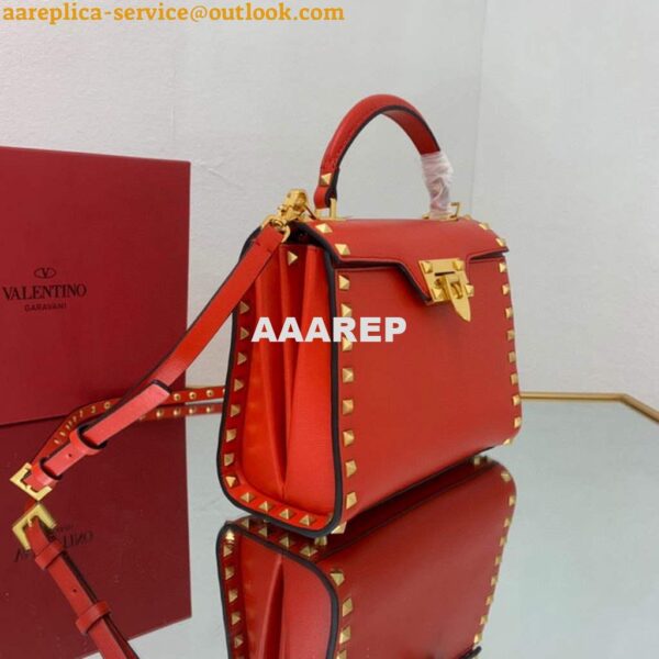 Replica Valentino 71000 Small Rockstud Alcove Handbag In Grainy Calfskin XW2B0J71 Red 4