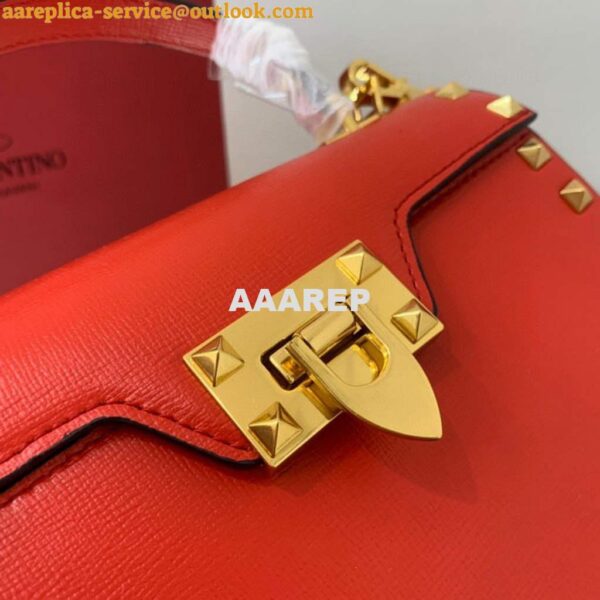 Replica Valentino 71000 Small Rockstud Alcove Handbag In Grainy Calfskin XW2B0J71 Red 6