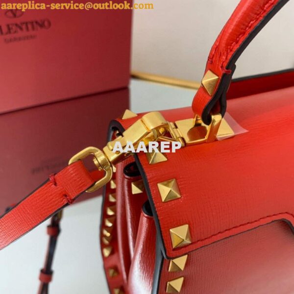 Replica Valentino 71000 Small Rockstud Alcove Handbag In Grainy Calfskin XW2B0J71 Red 7