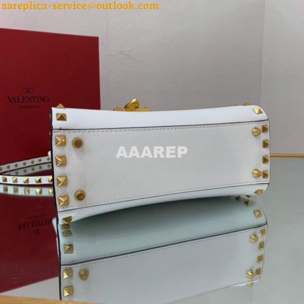 Replica Valentino 71000 Small Rockstud Alcove Handbag In Grainy Calfskin XW2B0J71 White 8