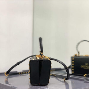 Replica Valentino 7300 Rockstud Alcove Grainy Calfskin BOX Bag XW2B0J73 Black