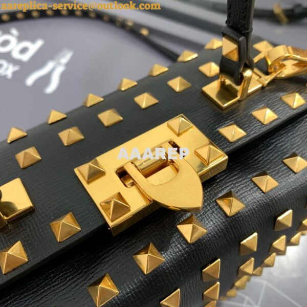 Replica Valentino 7300 Rockstud Alcove Grainy Calfskin BOX Bag XW2B0J73 Black 6