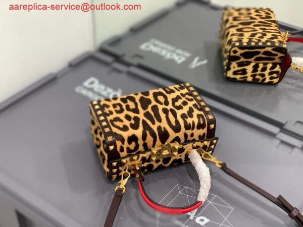 Replica Valentino 7300 Rockstud Alcove Grainy Calfskin BOX Bag XW2B0J73 Leopard print 5