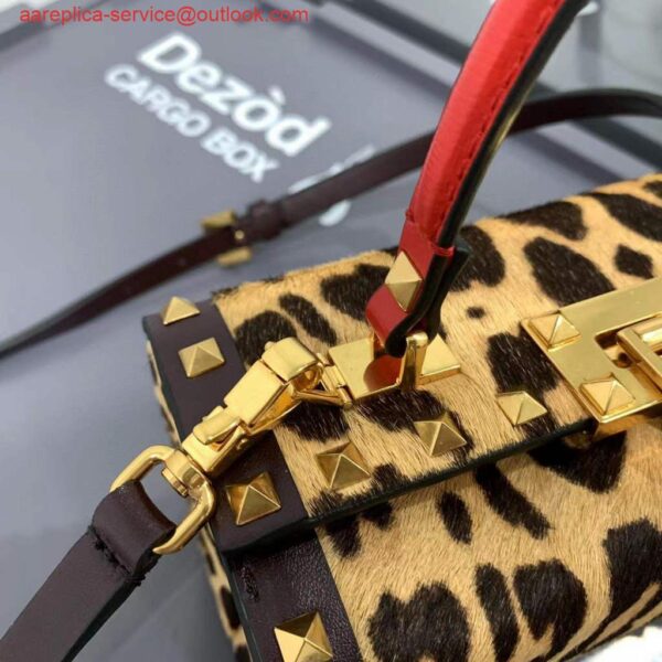 Replica Valentino 7300 Rockstud Alcove Grainy Calfskin BOX Bag XW2B0J73 Leopard print 6