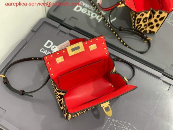 Replica Valentino 7300 Rockstud Alcove Grainy Calfskin BOX Bag XW2B0J73 Leopard print 9