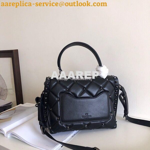 Replica Valentino Candystud Black Rockstuds Top Handle Bag Black 9