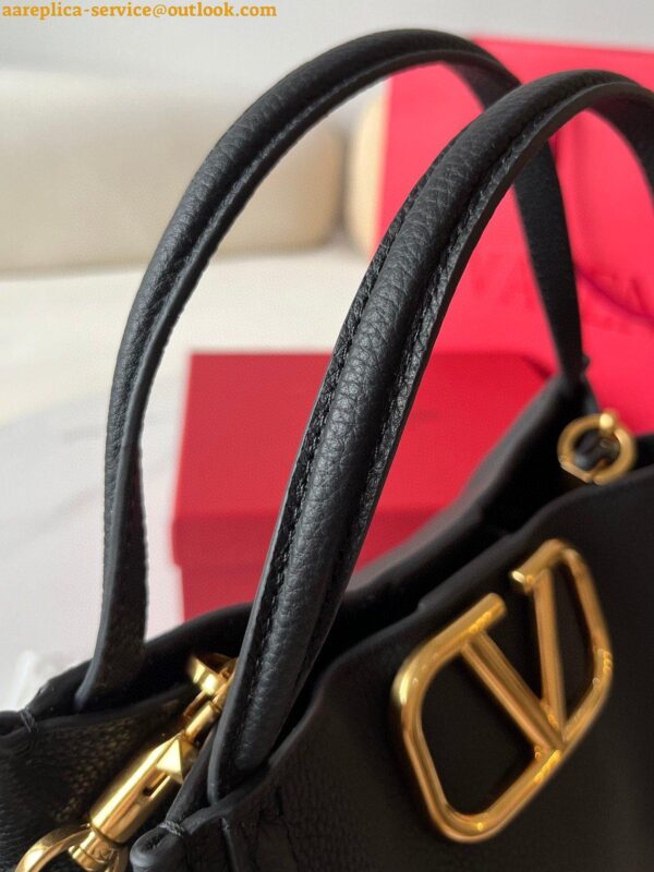 Replica Valentino Alltime Medium Bag in Black Grained Calfskin 2