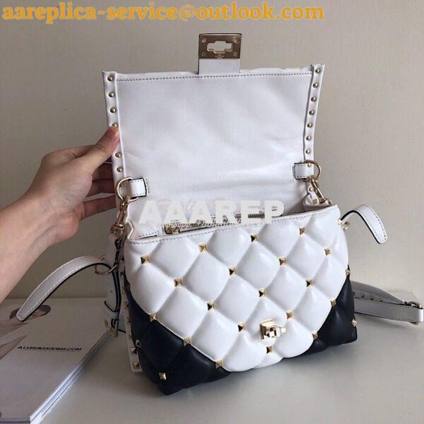 Replica Valentino Candystud Top Handle Bag Black White 6