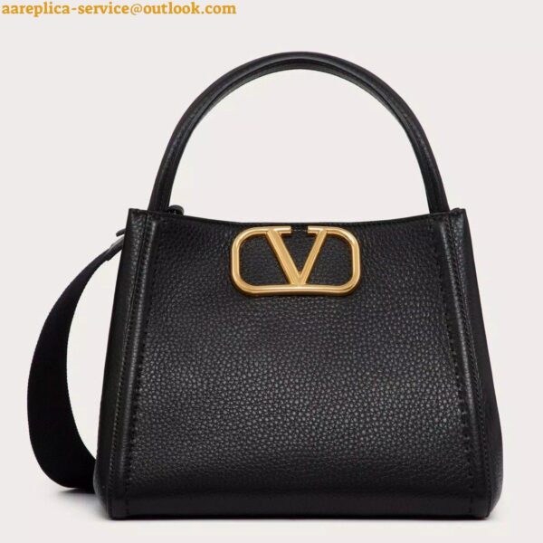 Replica Valentino Alltime Medium Bag in Black Grained Calfskin 4