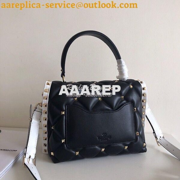 Replica Valentino Candystud Top Handle Bag Black White 7