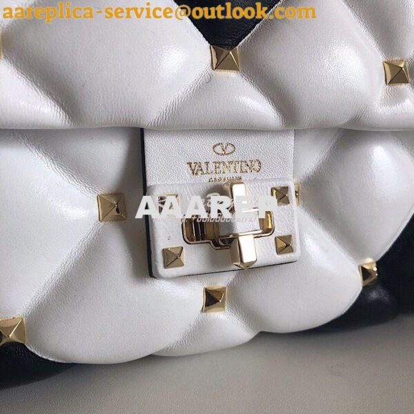 Replica Valentino Candystud Top Handle Bag Black White 9