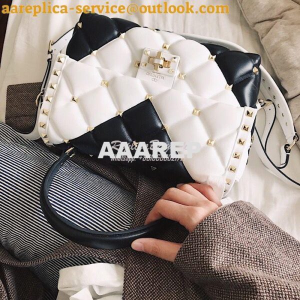 Replica Valentino Candystud Top Handle Bag Black White 10