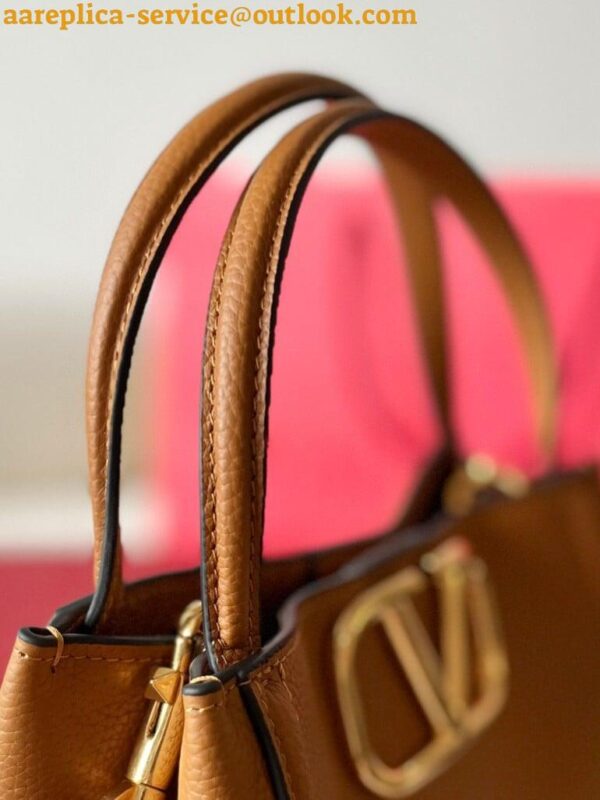 Replica Valentino Alltime Medium Bag in Brown Grained Calfskin 3