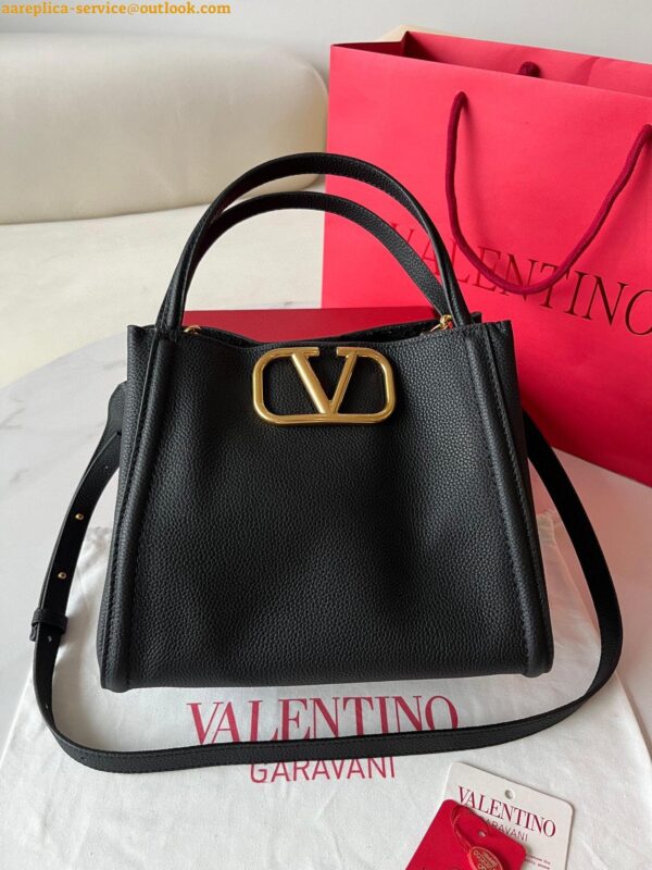 Replica Valentino Alltime Medium Bag in Black Grained Calfskin 9