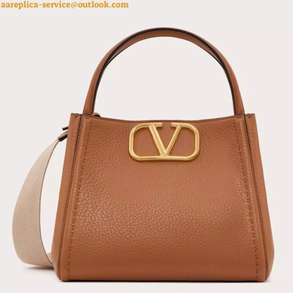 Replica Valentino Alltime Medium Bag in Brown Grained Calfskin 5