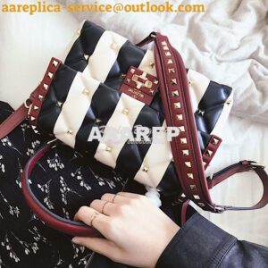 Replica Valentino Candystud Top Handle Bag Black Wine Beige 2