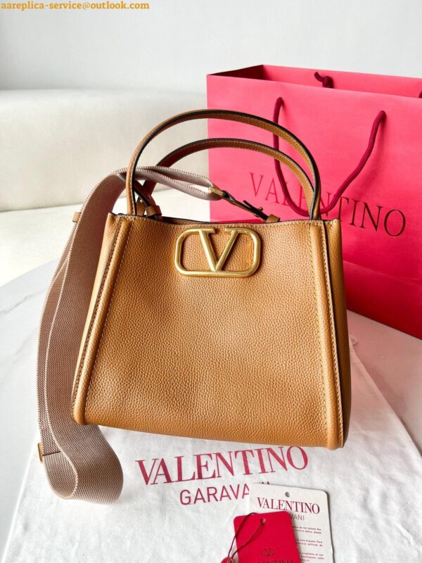 Replica Valentino Alltime Medium Bag in Brown Grained Calfskin 8