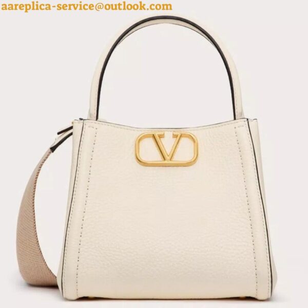 Replica Valentino Alltime Medium Bag in White Grained Calfskin 3