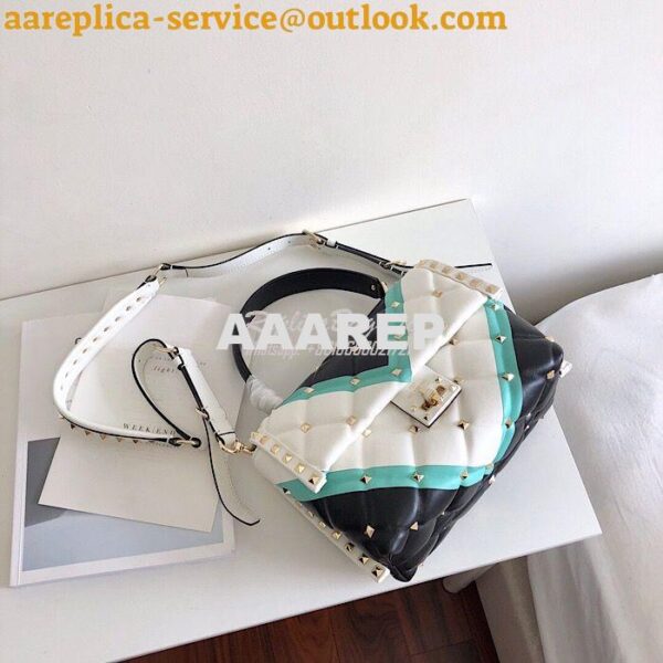 Replica Valentino Candystud Top Handle Bag Green White Black 3