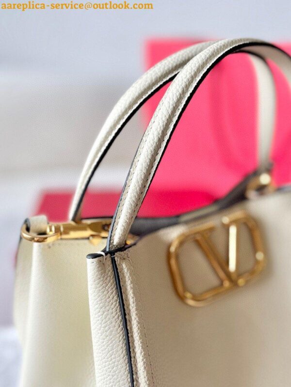 Replica Valentino Alltime Medium Bag in White Grained Calfskin 5