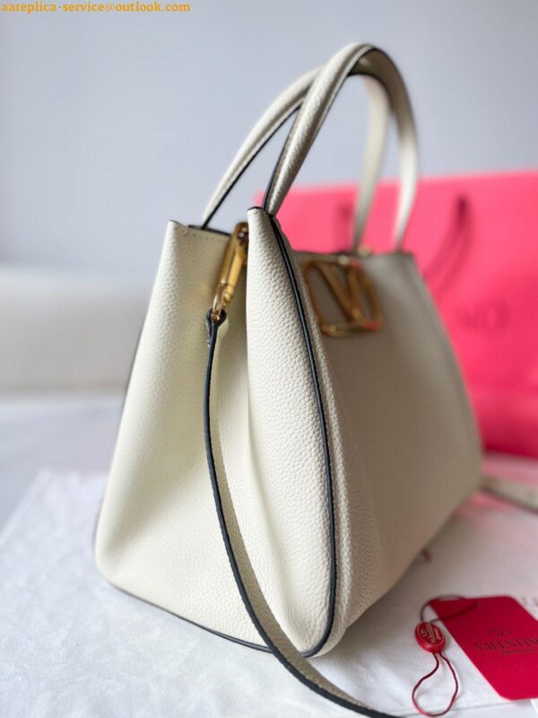 Replica Valentino Alltime Medium Bag in White Grained Calfskin 6