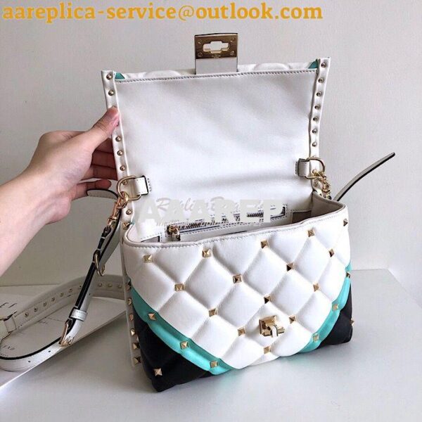 Replica Valentino Candystud Top Handle Bag Green White Black 7