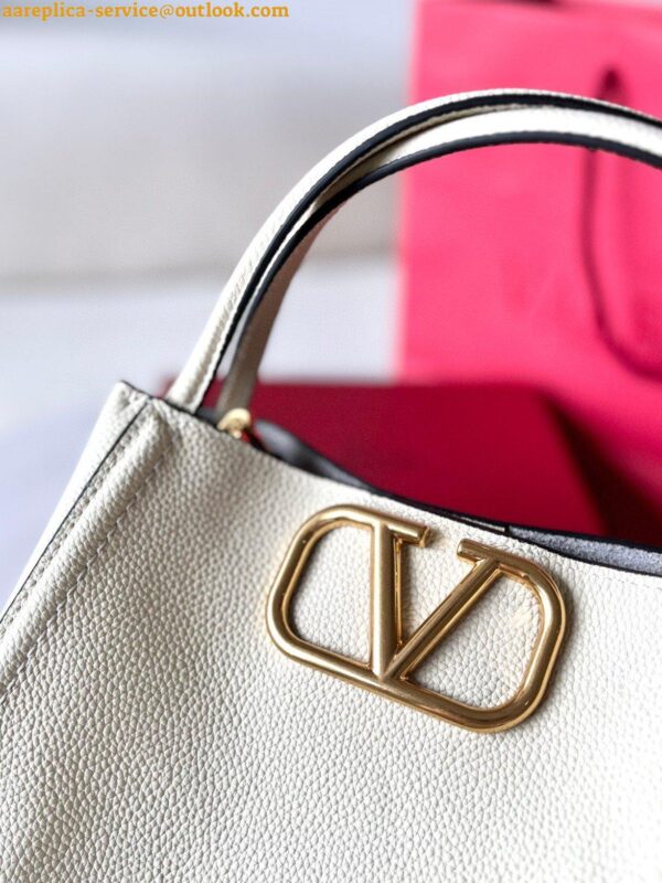 Replica Valentino Alltime Medium Bag in White Grained Calfskin 8