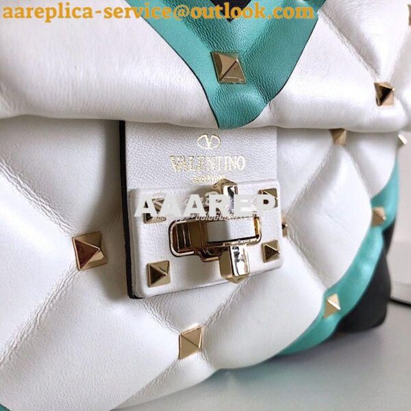 Replica Valentino Candystud Top Handle Bag Green White Black 10