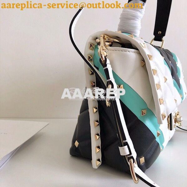 Replica Valentino Candystud Top Handle Bag Green White Black 11