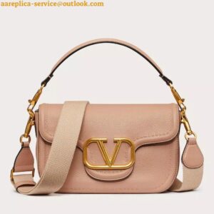 Replica Valentino Alltime Shoulder Bag in Beige Grained Leather