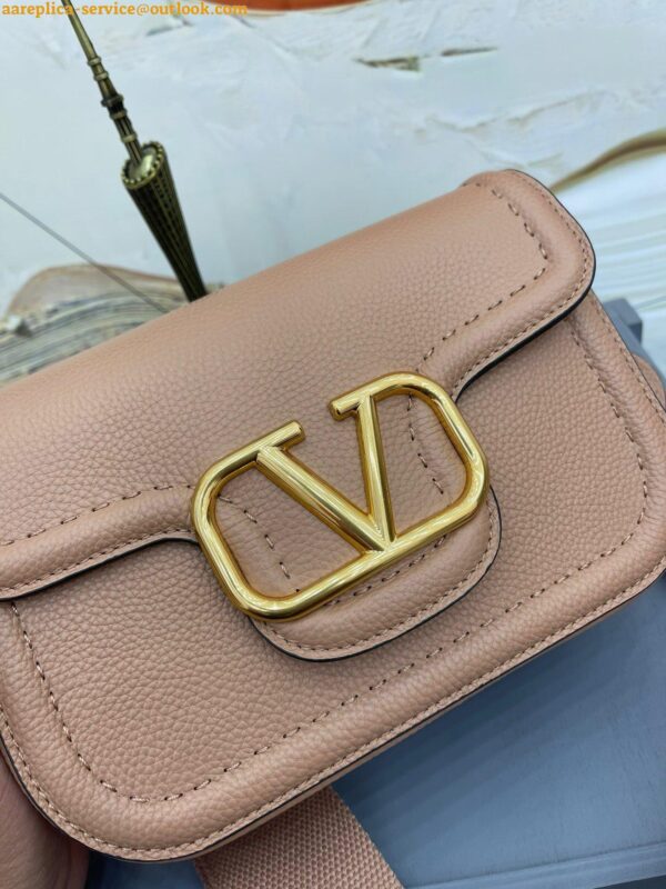 Replica Valentino Alltime Shoulder Bag in Beige Grained Leather 6