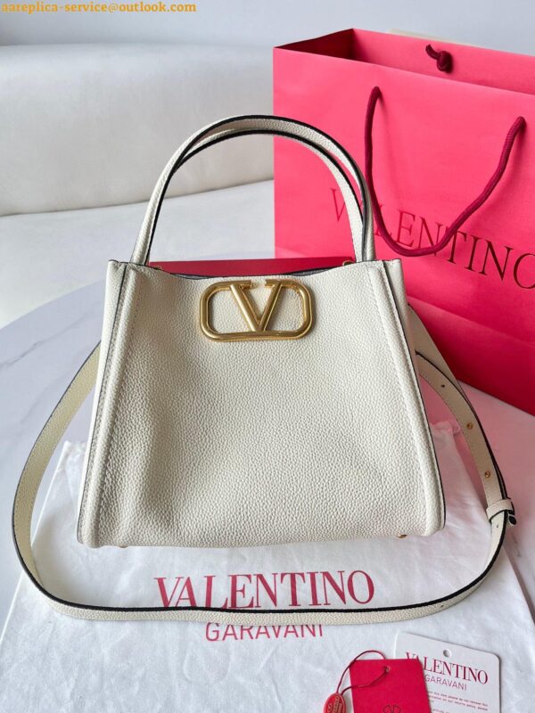 Replica Valentino Alltime Medium Bag in White Grained Calfskin 13