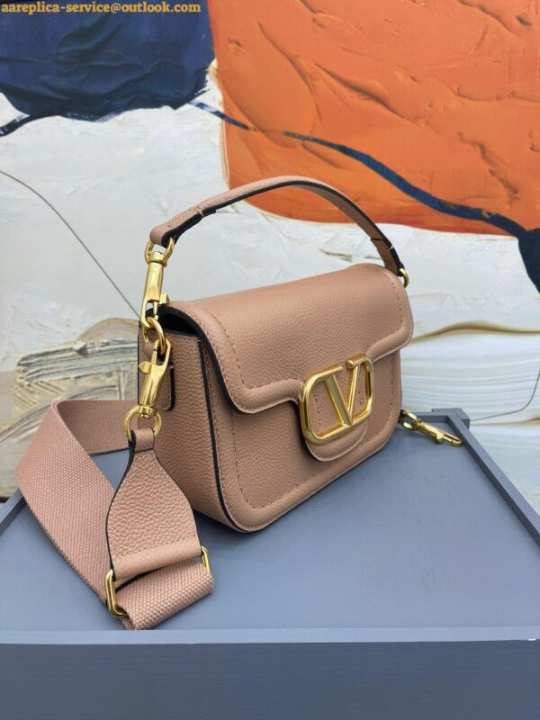 Replica Valentino Alltime Shoulder Bag in Beige Grained Leather 10