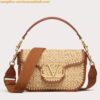 Replica Valentino Alltime Shoulder Bag in Beige Grained Leather