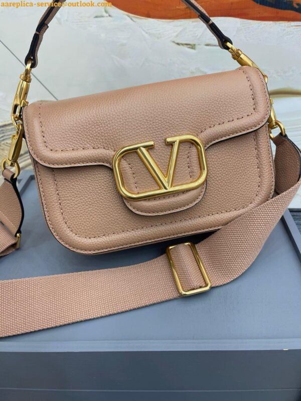 Replica Valentino Alltime Shoulder Bag in Beige Grained Leather 12