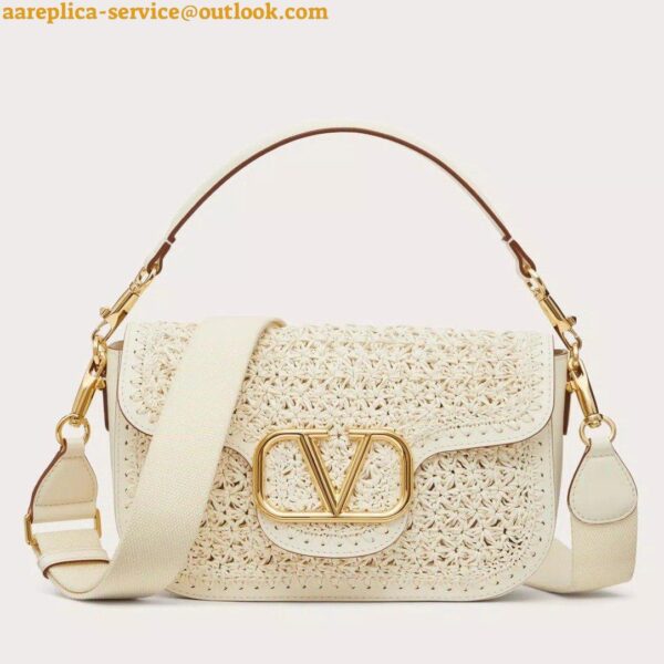 Replica Valentino Alltime Shoulder Bag in White Raffia 3