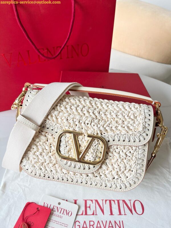 Replica Valentino Alltime Shoulder Bag in White Raffia 5