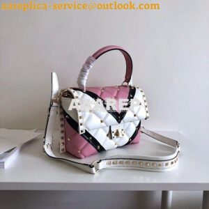 Replica Valentino Candystud Top Handle Bag Pink White Black 2