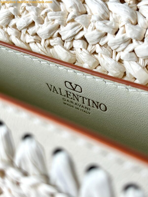 Replica Valentino Alltime Shoulder Bag in White Raffia 12