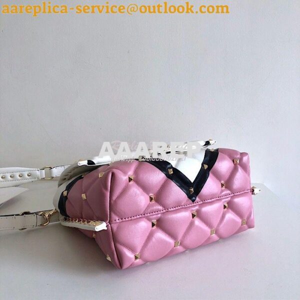 Replica Valentino Candystud Top Handle Bag Pink White Black 6