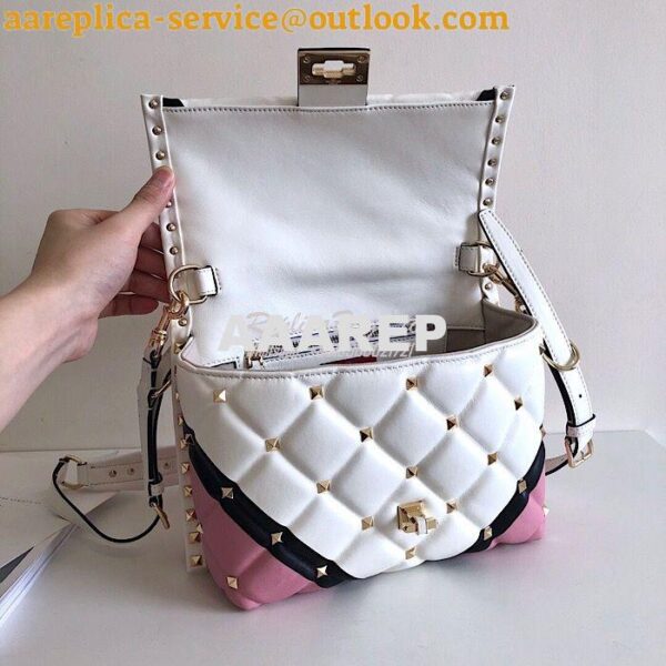 Replica Valentino Candystud Top Handle Bag Pink White Black 7