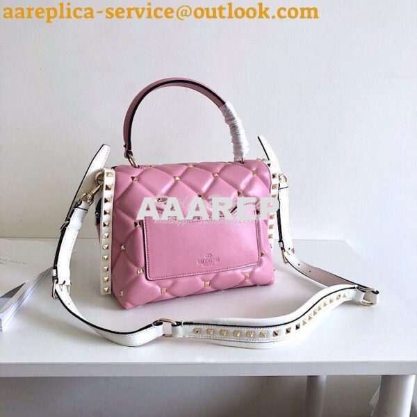 Replica Valentino Candystud Top Handle Bag Pink White Black 9