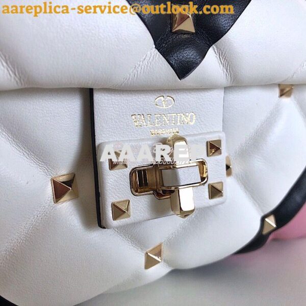 Replica Valentino Candystud Top Handle Bag Pink White Black 10