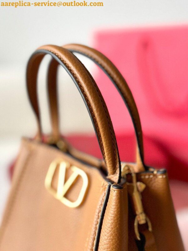 Replica Valentino Alltime Small Bag in Brown Grained Calfskin 3