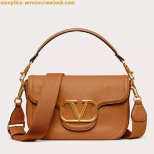 Replica Valentino Alltime Small Bag in Brown Grained Calfskin 2