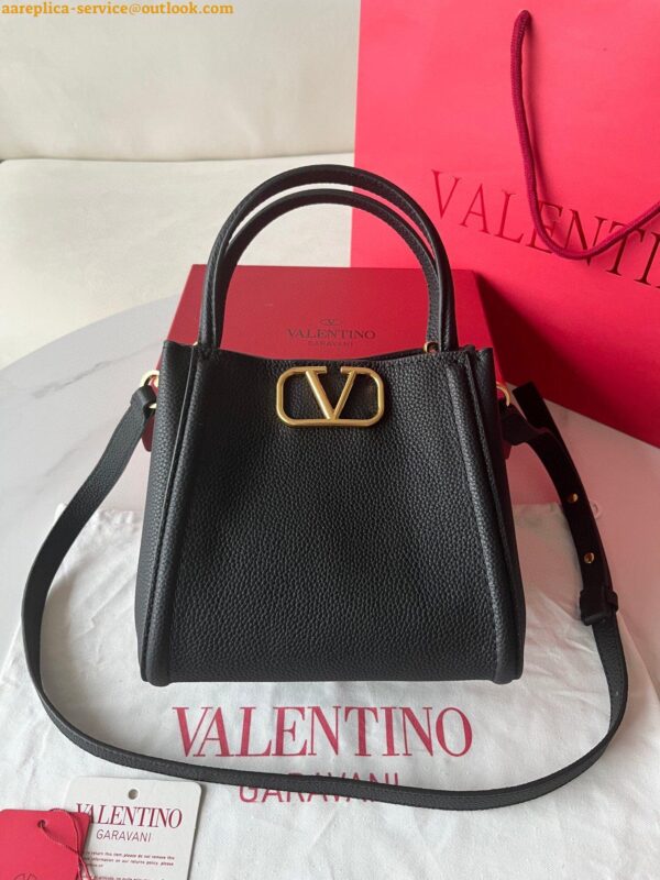 Replica Valentino Alltime Small Bag in Black Grained Calfskin 19