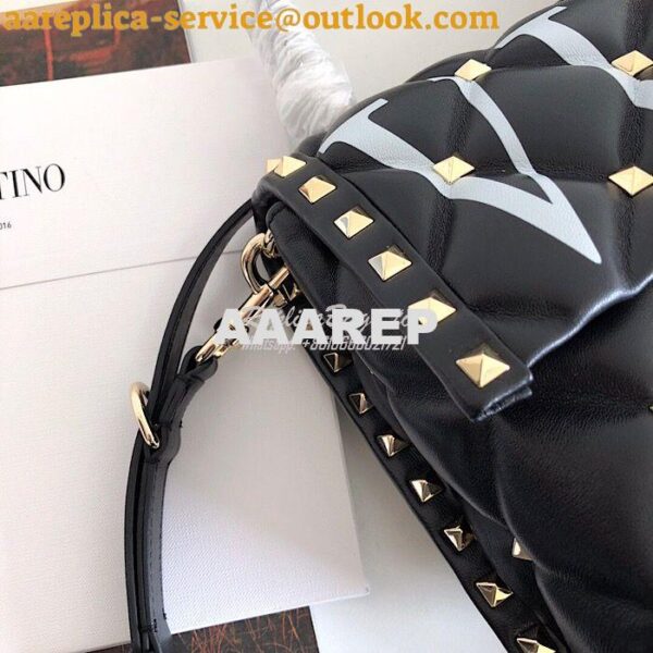 Replica Valentino Candystud Top Handle Bag VLTN black 6